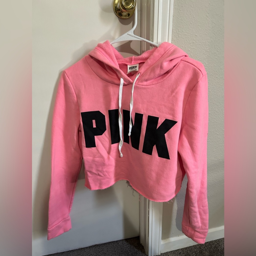 Pink Victoria secret pink crop top hoodie size xs